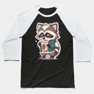 cute raccon with coffee Baseball T-Shirt